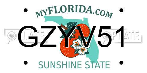 GZYV51 Florida License Plate