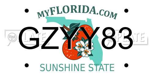 GZYY83 Florida License Plate