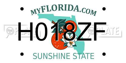 H018ZF Florida License Plate