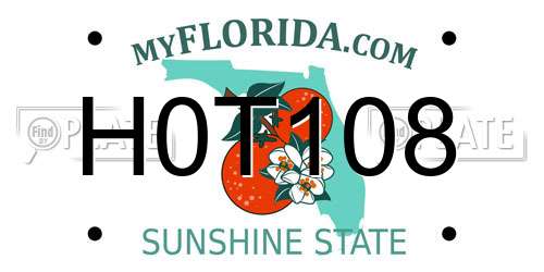 H0T108 Florida License Plate