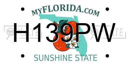 H139PW Florida License Plate