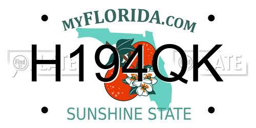 H194QK Florida License Plate