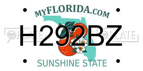 H292BZ Florida License Plate