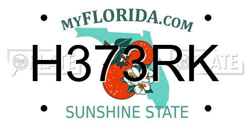 H373RK Florida License Plate
