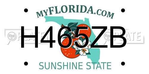 H465ZB Florida License Plate