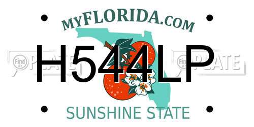 H544LP Florida License Plate