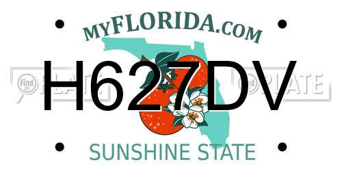 H627DV Florida License Plate
