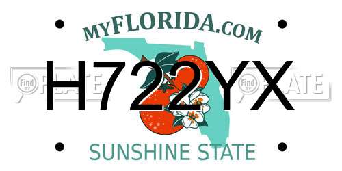 H722YX Florida License Plate