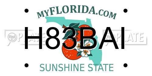 H83BAI Florida License Plate