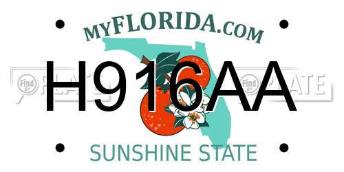 H916AA Florida License Plate