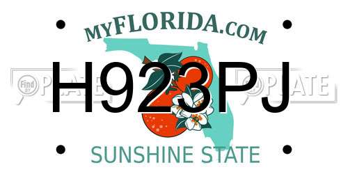 H923PJ Florida License Plate