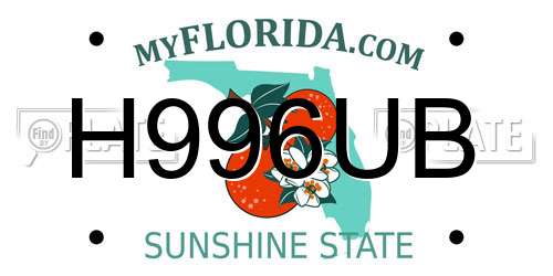 H996UB Florida License Plate
