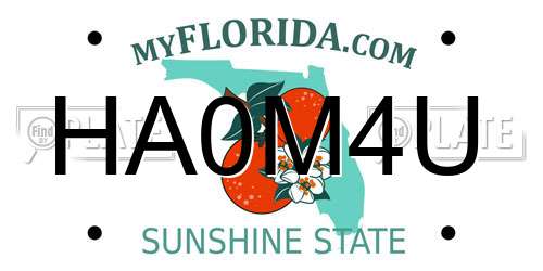 HA0M4U Florida License Plate