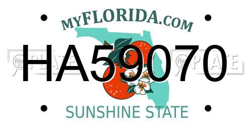 HA59070 Florida License Plate