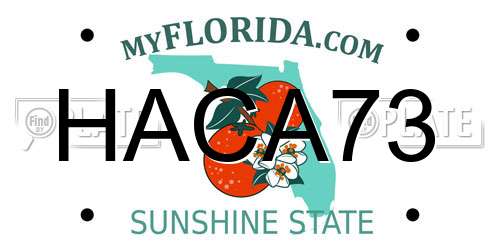 HACA73 Florida License Plate
