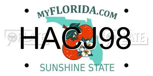 HACJ98 Florida License Plate