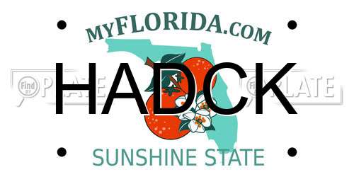HADCK Florida License Plate