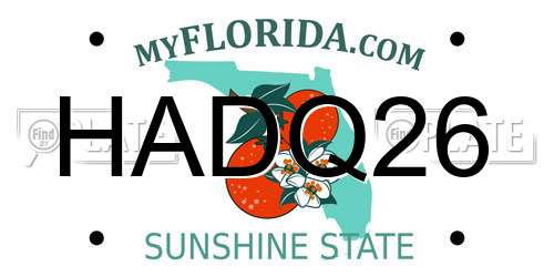 HADQ26 Florida License Plate
