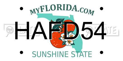 HAFD54 Florida License Plate