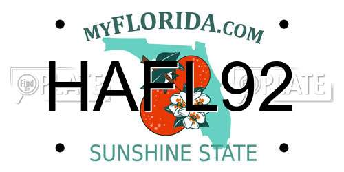 HAFL92 Florida License Plate