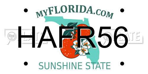 HAFR56 Florida License Plate