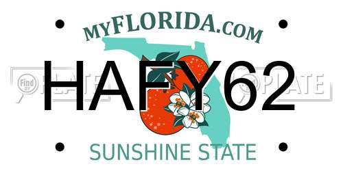 HAFY62 Florida License Plate