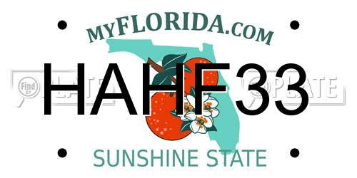 HAHF33 Florida License Plate