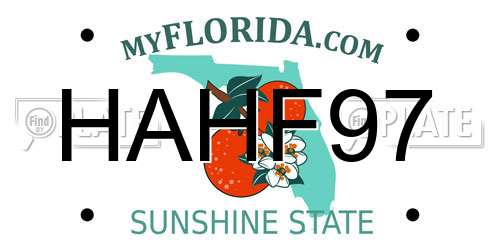 HAHF97 Florida License Plate