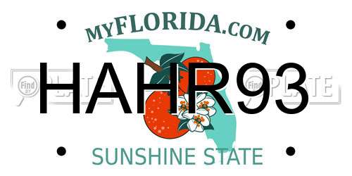 HAHR93 Florida License Plate