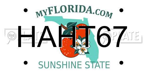 HAHT67 Florida License Plate