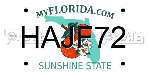 HAJF72 Florida License Plate