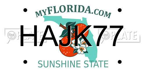 HAJK77 Florida License Plate