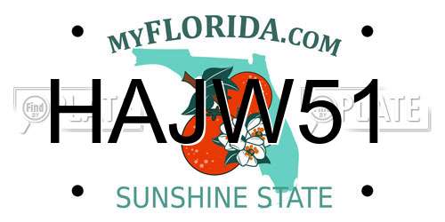 HAJW51 Florida License Plate
