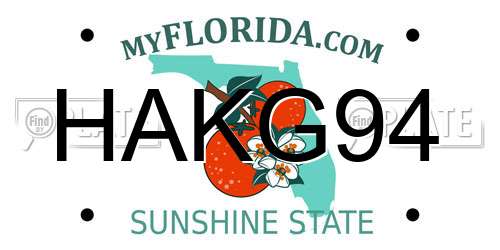 HAKG94 Florida License Plate