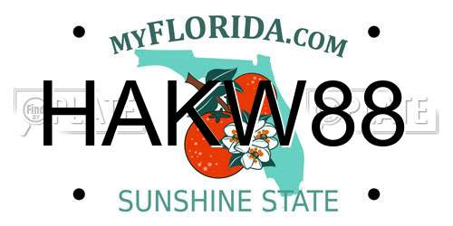 HAKW88 Florida License Plate