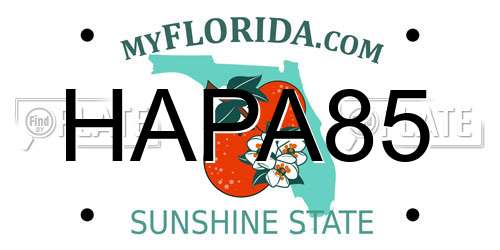 HAPA85 Florida License Plate