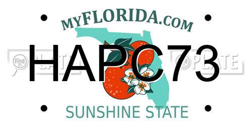 HAPC73 Florida License Plate