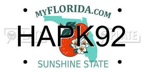 HAPK92 Florida License Plate