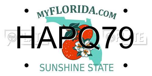 HAPQ79 Florida License Plate