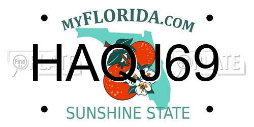 HAQJ69 Florida License Plate