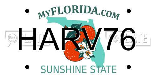 HARV76 Florida License Plate