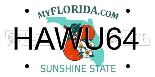 HAWU64 Florida License Plate