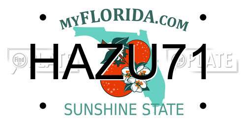 HAZU71 Florida License Plate