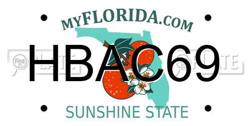 HBAC69 Florida License Plate