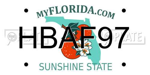 HBAF97 Florida License Plate