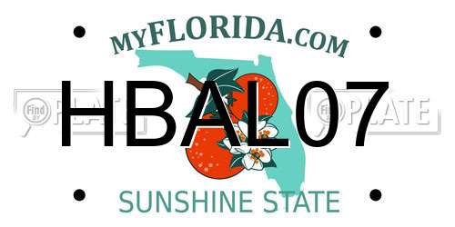 HBAL07 Florida License Plate