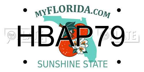 HBAP79 Florida License Plate
