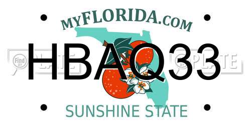 HBAQ33 Florida License Plate