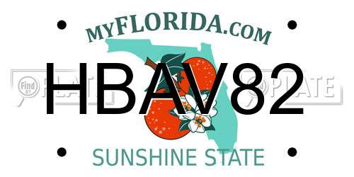HBAV82 Florida License Plate