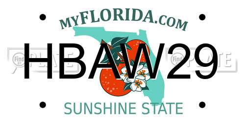 HBAW29 Florida License Plate